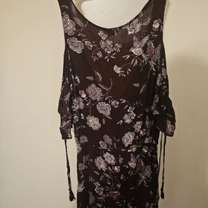 Aeropostale Dark Purple Blouse with White Floral Design